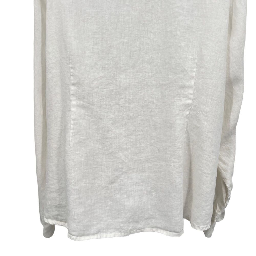 FLAX by Jeanne Engelhart Size 1G 1X White Button Down Shirt Lagenlook Top Linen - Picture 10 of 16
